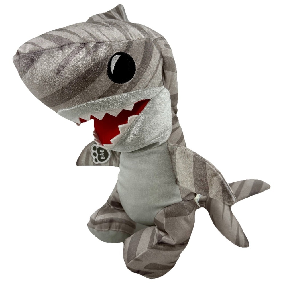 Build-A-Bear Shark Week Tiger Shark Plush 16" Striped Gray 2019 Great Gift EUC - Picture 4 of 12